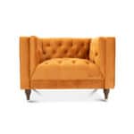 Burnt Orange Velvet Tufted Lounge Chair with Elegant Design 7 Burnt Orange Velvet Tufted Lounge Chair with Elegant Design