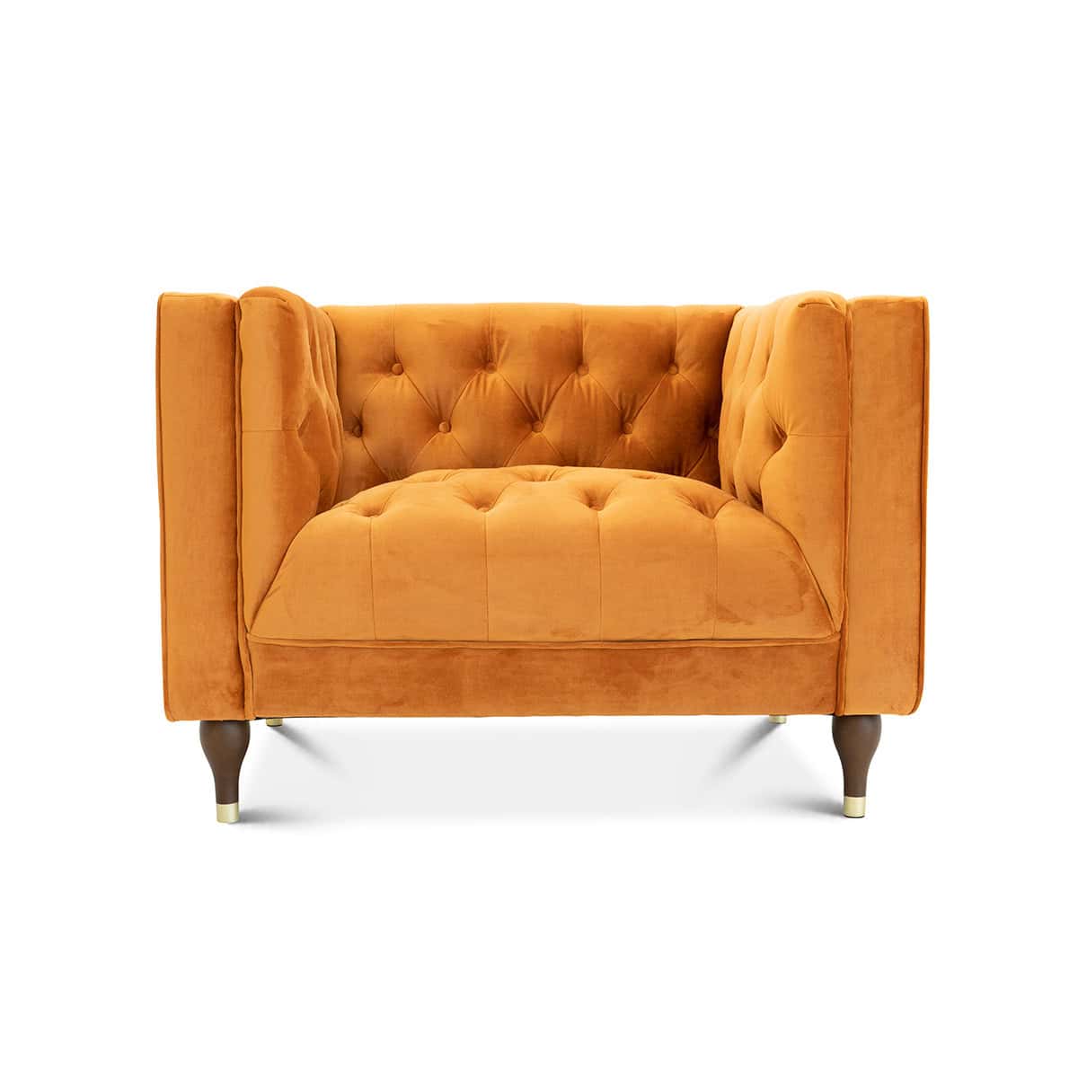 Burnt Orange Velvet Tufted Lounge Chair with Elegant Design 1 Burnt Orange Velvet Tufted Lounge Chair with Elegant Design