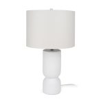 Everly 15.0L x 15.0W x 27.5H White Cement W/Beige Shade Table Lamp