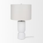 Everly 15.0L x 15.0W x 27.5H White Cement W/Beige Shade Table Lamp