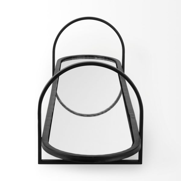 Evianna 30L x 7W x 7H Mirrored WBlack Metal Frame Tray 3