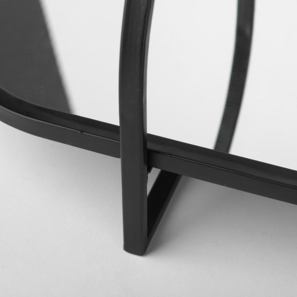 Evianna 30L x 7W x 7H Mirrored WBlack Metal Frame Tray 4