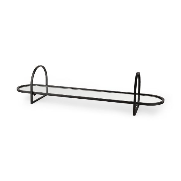 Evianna 30L x 7W x 7H Mirrored WBlack Metal Frame Tray