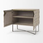 Excelsior 36.0L x 18.0W x 32.5H Light Brown Wood Gold Iron Base Accent Cabinet