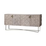 Excelsior I (72x18.3) Solid Wood Gold Metal Base 4 Cabinet Door SideBoard