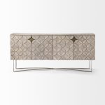 Excelsior I (72x18.3) Solid Wood Gold Metal Base 4 Cabinet Door SideBoard