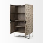 Excelsior II 68.1" H Light Brown Wood Gold Iron Base Storage Cabinet