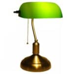 Antique Brass Bankers Lamp with Adjustable Green Glass Shade