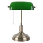 Antique Brass Bankers Lamp with Adjustable Green Glass Shade