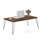 Rustic Wooden Coffee Table with Durable Metal Legs