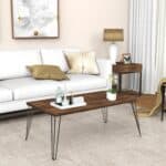 Rustic Wooden Coffee Table with Durable Metal Legs