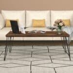Rustic Wooden Coffee Table with Durable Metal Legs