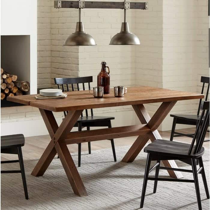 Rustic Solid Wood Farmhouse Walnut Trestle Dining Table 2 Rustic Solid Wood Farmhouse Walnut Trestle Dining Table - Image 2