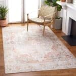 Washable Persian Style Boho Area Rug Light Gray Rust 5x8 6 Washable Persian Style Boho Area Rug Light Gray Rust 5x8