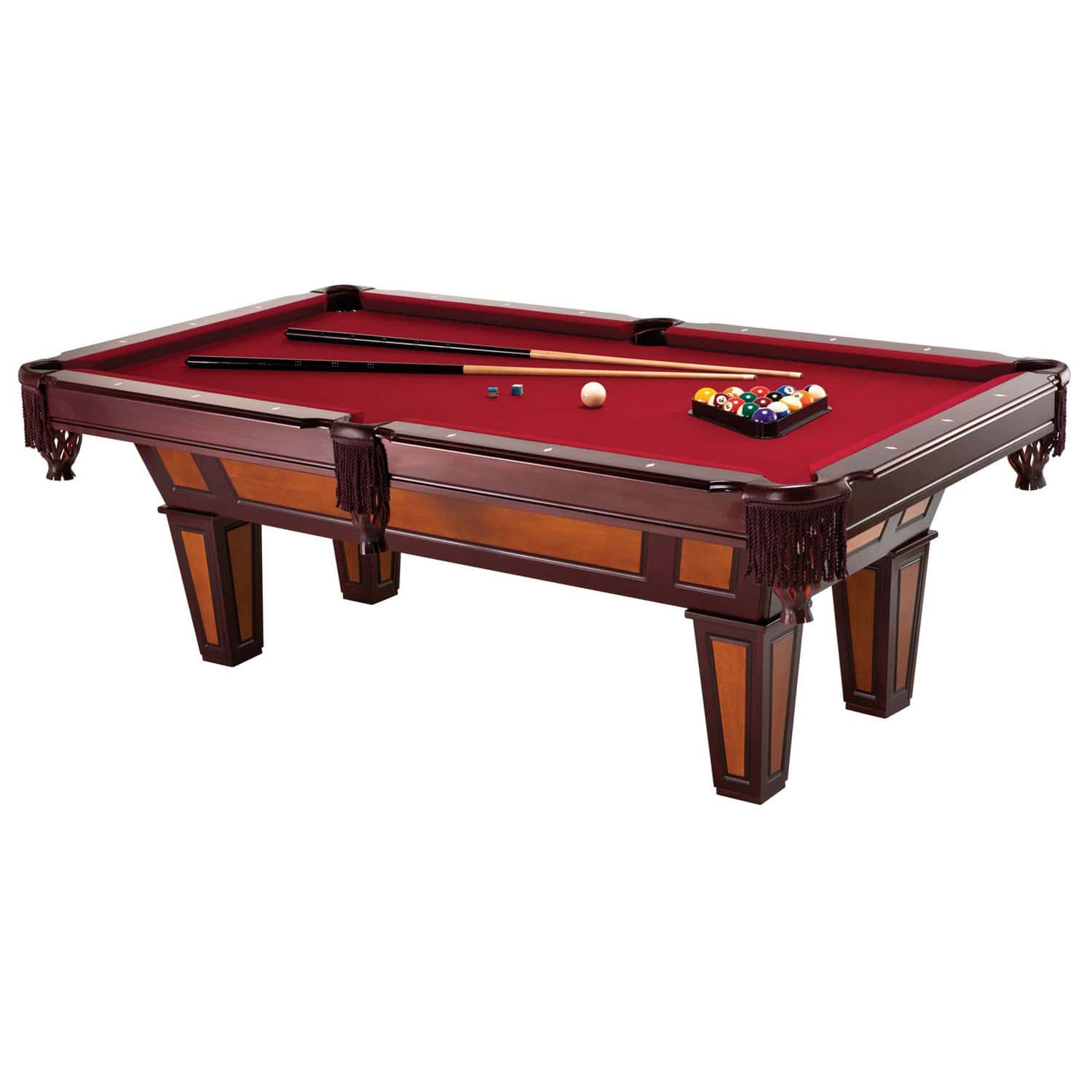 7 Ft Pool Table Burgundy Wool Top Fringe Pockets 2 7 Ft Pool Table Burgundy Wool Top Fringe Pockets - Image 2