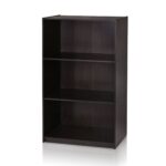 Modern Espresso Wood 3-Shelf Bookcase for Small Spaces