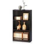Modern Espresso Wood 3-Shelf Bookcase for Small Spaces