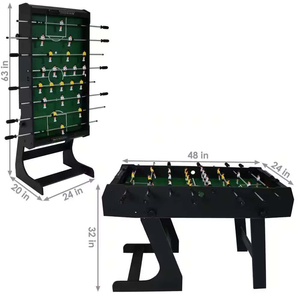 Black Foldable Space Saving 48-Inch Foosball Table with Accessories 5 Black Foldable Space Saving 48-Inch Foosball Table with Accessories - Image 5