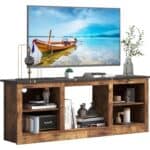 Modern Marble-Style 58-Inch TV Stand with Open Storage