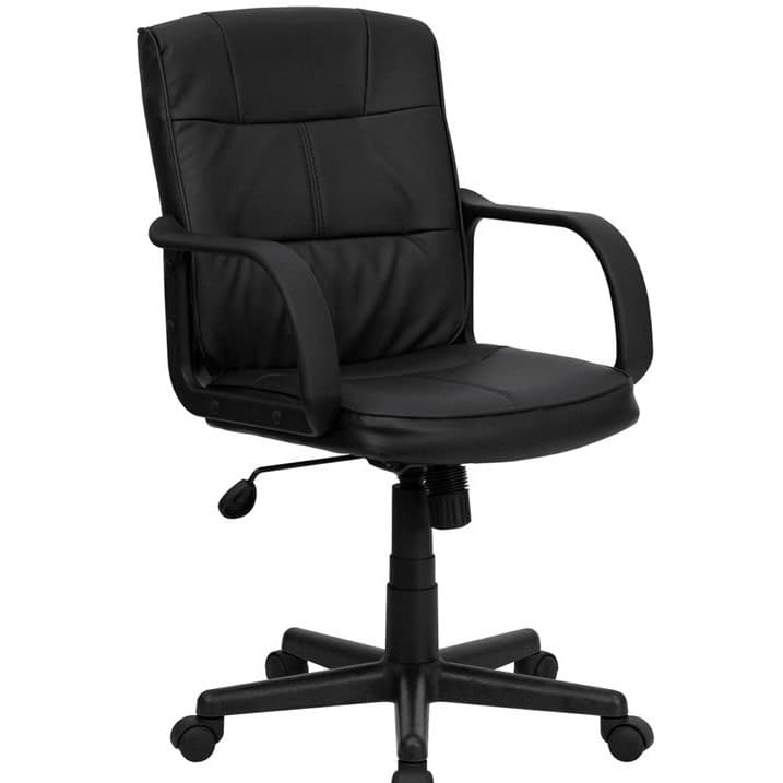 Black Mid-Back LeatherSoft Office Chair with Nylon Arms 1 Black Mid-Back LeatherSoft Office Chair with Nylon Arms