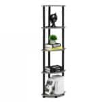5-Tier Grey Oak Corner Bookcase with Modern Open Shelves