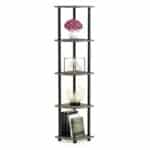 5-Tier Grey Oak Corner Bookcase with Modern Open Shelves