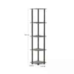 5-Tier Grey Oak Corner Bookcase with Modern Open Shelves