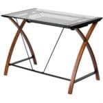 Cherry Glass Top Writing Desk with Keyboard Tray and Storage 4 Cherry Glass Top Writing Desk with Keyboard Tray and Storage