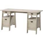 Farmhouse Oak Executive Desk with Storage and Filing Cabinets 6 Farmhouse Oak Executive Desk with Storage and Filing Cabinets