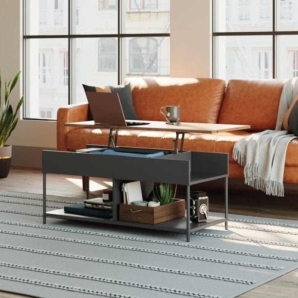 Lift-Top Coffee Table with Hidden Storage and Lower Shelf 4 Lift-Top Coffee Table with Hidden Storage and Lower Shelf - Image 4