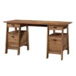 Rustic Oak Executive Desk with Filing Cabinets and Cord Access 5 Rustic Oak Executive Desk with Filing Cabinets and Cord Access