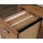 Rustic Oak Executive Desk with Filing Cabinets and Cord Access 7 Rustic Oak Executive Desk with Filing Cabinets and Cord Access