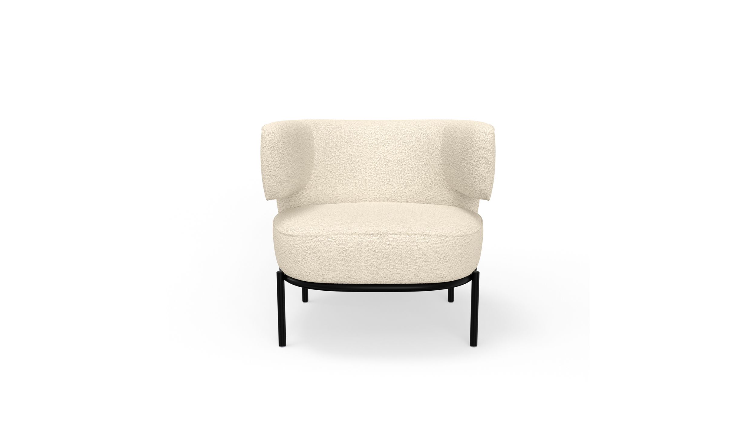 FINN Cream Boucle Lounge Chair Black Steel Base 2 FINN Cream Boucle Lounge Chair Black Steel Base - Image 2