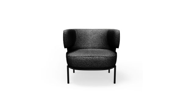 FINN Licorice Boucle Lounge Chair Black Powder Coated Base 1