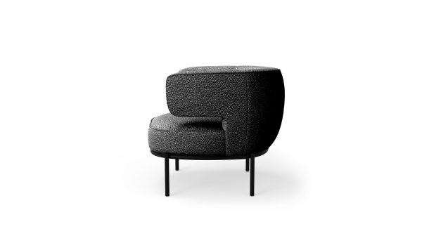 FINN Licorice Boucle Lounge Chair Black Powder Coated Base 2