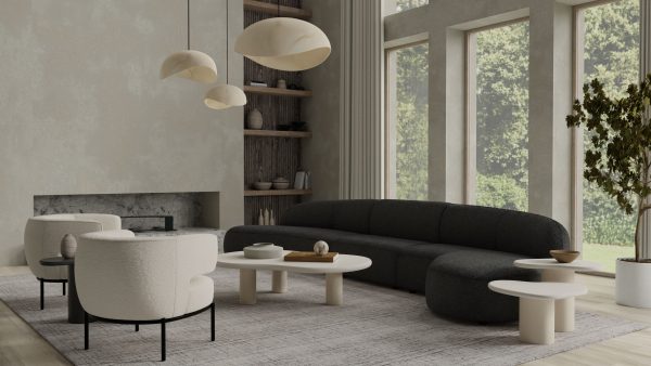 FINN Licorice Boucle Lounge Chair Black Powder Coated Base 4