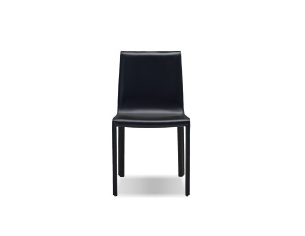 FLEUR Black Leather Dining Chair Set 1 2