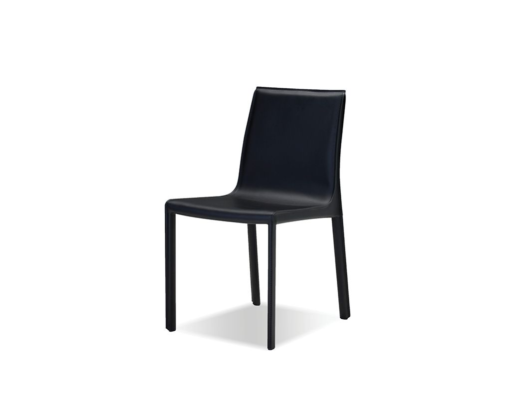 FLEUR Black Leather Dining Chair Set 1 FLEUR Black Leather Dining Chair Set