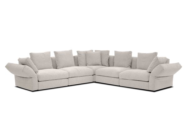 FLEX Ivory Fabric Sectional with Adjustable Armrest 1
