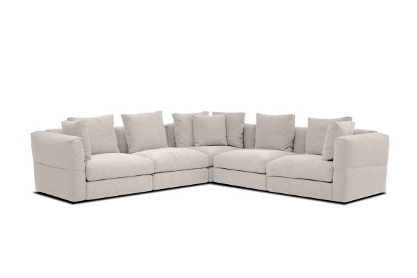FLEX Ivory Fabric Sectional with Adjustable Armrest