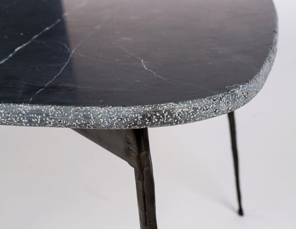 FLINT Large Black Marquina Marble Coffee Table with Metal Legs 1