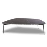 FLINT Large Black Marquina Marble Coffee Table with Metal Legs