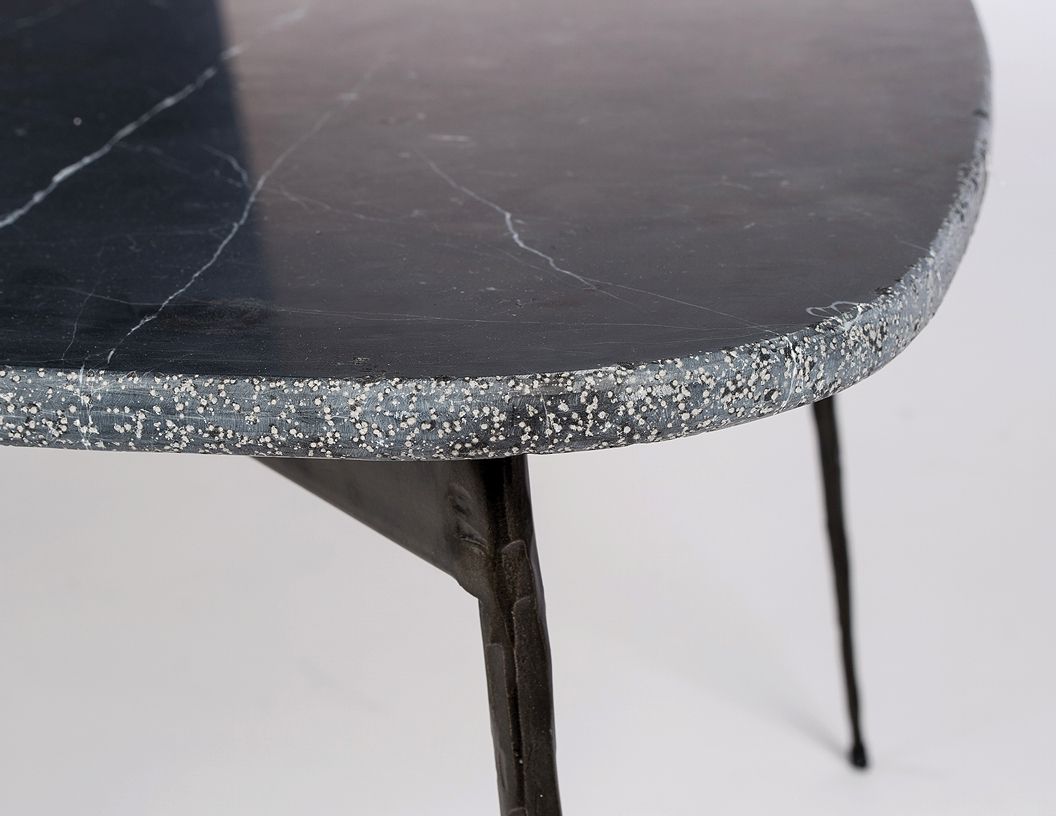 FLINT Small Black Marble Coffee Table with Hammered Edge 2 FLINT Small Black Marble Coffee Table with Hammered Edge - Image 2