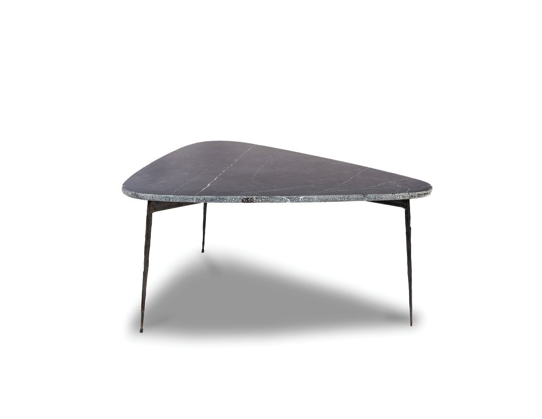 FLINT Small Black Marble Coffee Table with Hammered Edge 1 FLINT Small Black Marble Coffee Table with Hammered Edge
