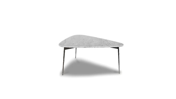 FLINT Small Grey Marble Coffee Table with Black Legs