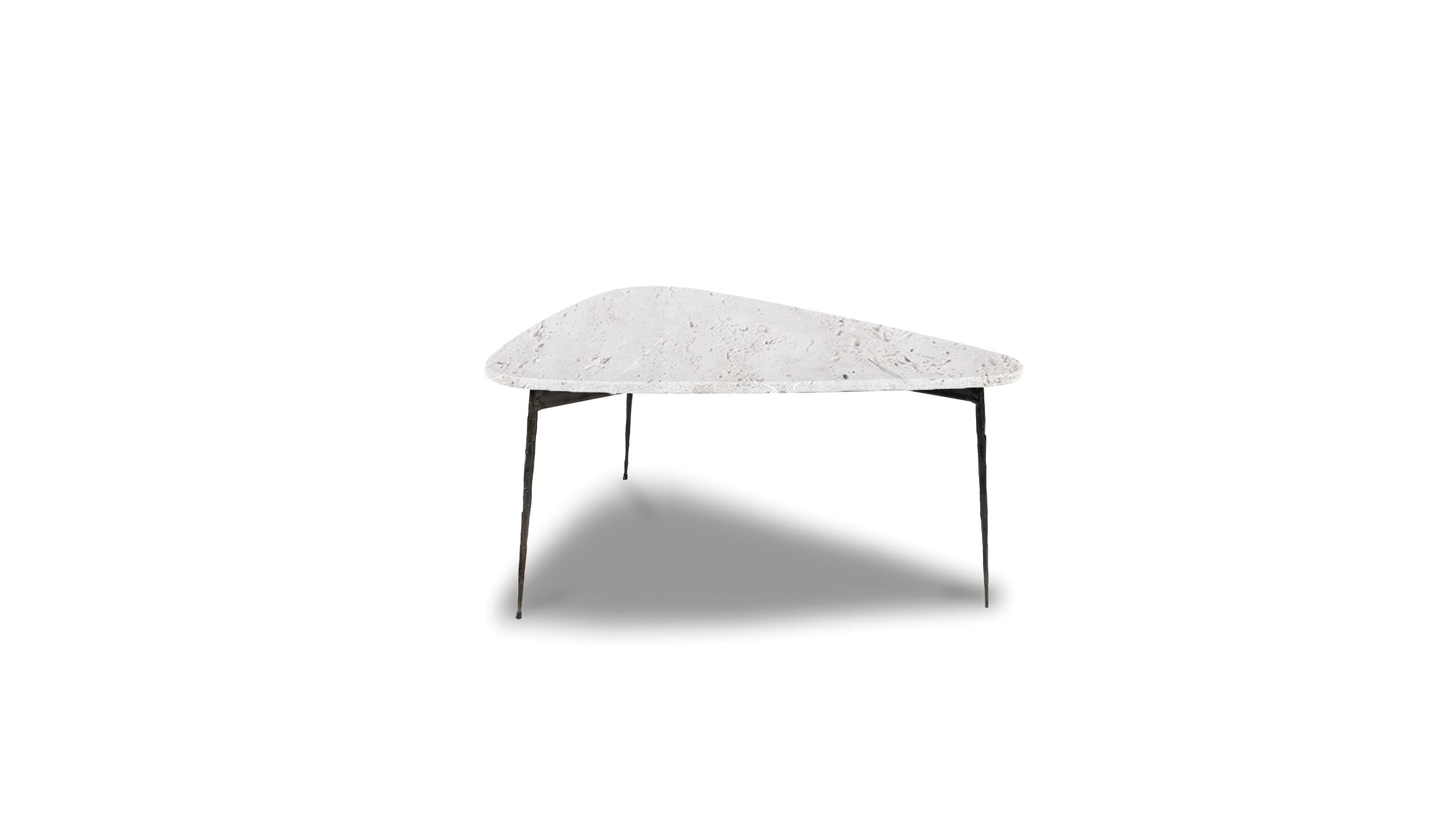 FLINT Small White Marble Coffee Table with Black Metal Legs 1 FLINT Small White Marble Coffee Table with Black Metal Legs