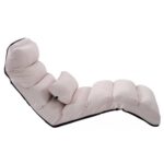 Convertible Beige Faux Suede Sofa Bed with Adjustable Backrest