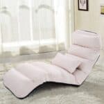 Convertible Beige Faux Suede Sofa Bed with Adjustable Backrest