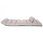 Convertible Beige Faux Suede Sofa Bed with Adjustable Backrest
