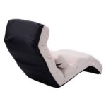 Convertible Beige Faux Suede Sofa Bed with Adjustable Backrest